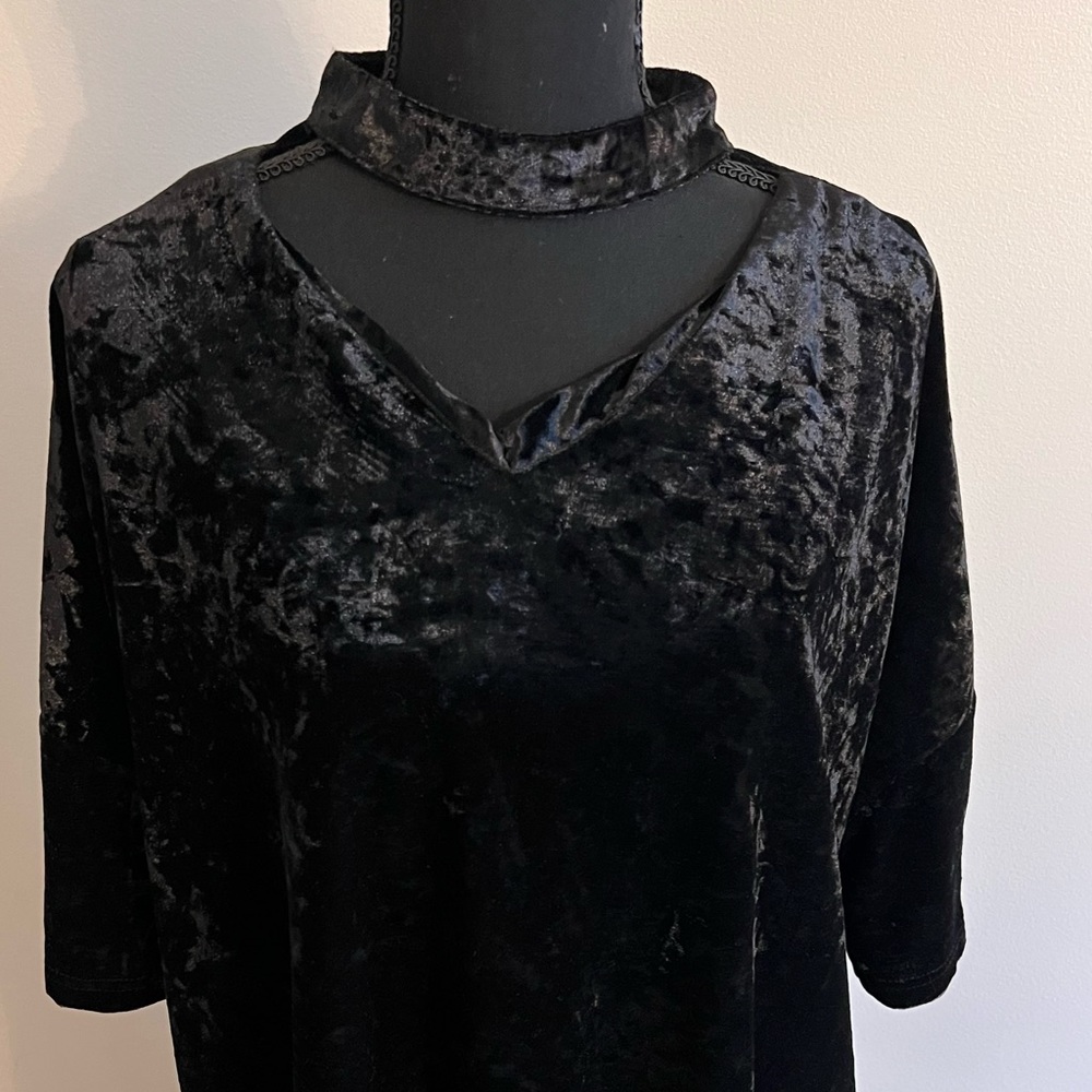 Size large fun black velvety top!